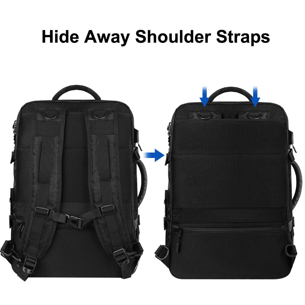AMBOR 17.3inch Travel Laptop Backpack, 40L Flight Approved Carry-On Backpack for Men and Women,TSA Friendly Travel Backpack Business Anti-Theft Large Daypack Weekender Bag-Black - backpacks4less.com