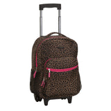 Rockland Luggage 17 Inch Rolling Backpack, Pink Leopard, One Size