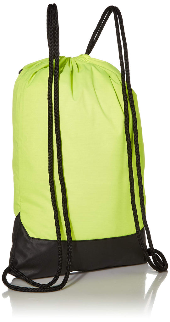 Nike Brasilia Training Gymsack, Drawstring Backpack with Zipper Pocket and Reinforced Bottom, Volt/Volt/Black - backpacks4less.com