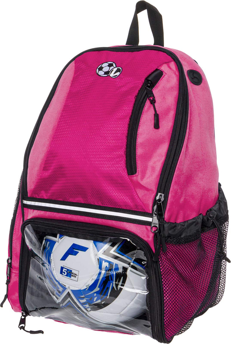 LISH Soccer Backpack - Large School Sports Gym Bag w/ Ball Compartment (Pink) - backpacks4less.com