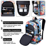 Business Laptop Backpack, 17.3 Inch Stylish Computer Backpack for Women Girls with USB Port and Lock, Water Resistant College School Backpack Student Daypack Backpack for Hiking/Travel/Work-Flower1 - backpacks4less.com