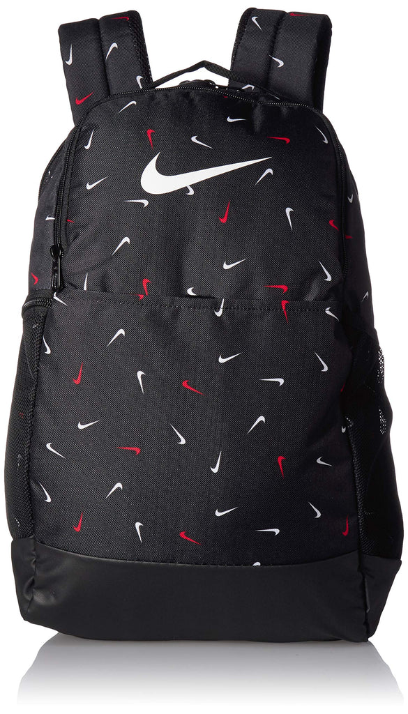 NIKE Brasilia Medium Backpack 9.0 All Over Print, Black/Black/White, Misc - backpacks4less.com