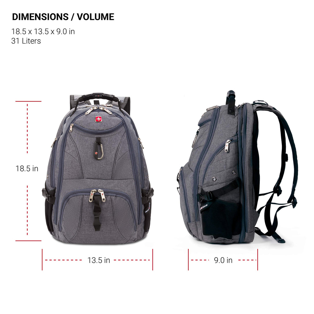SwissGear 1900 Scansmart TSA Laptop Backpack - Grey Heather - backpacks4less.com