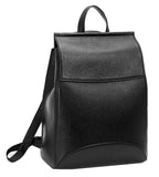 Heshe Womens Leather Backpack Casual Style Flap Backpacks Daypack for Ladies (Black-R)
