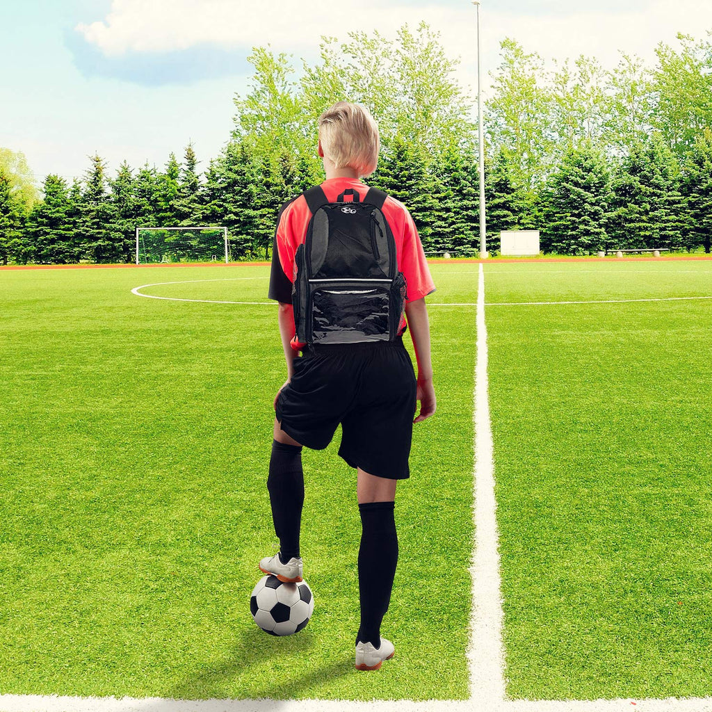 LISH Soccer Backpack - Large School Sports Gym Bag w/ Ball Compartment (Black) - backpacks4less.com