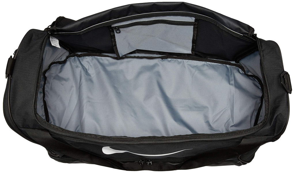 Nike Brasilia Training Medium Duffle Bag, Durable Nike Duffle Bag for Women & Men with Adjustable Strap, Black/Black/White - backpacks4less.com