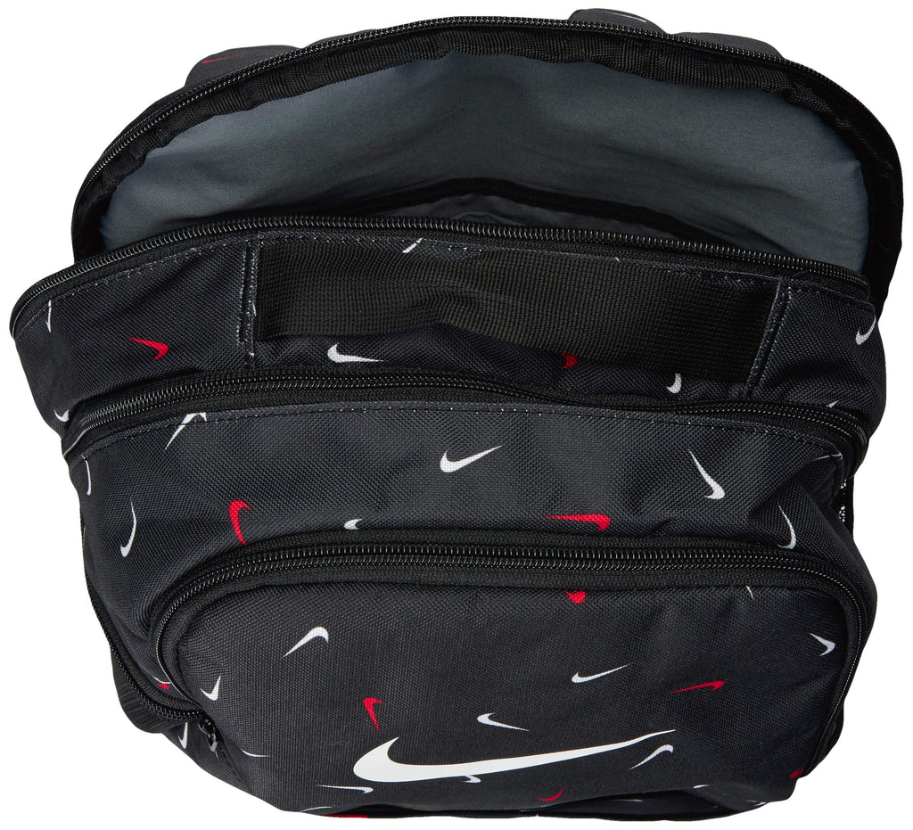 NIKE Brasilia Medium Backpack 9.0 All Over Print, Black/Black/White, Misc - backpacks4less.com