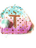 Justice School Backpack Dot Ombre Foil Letter Initial (T)