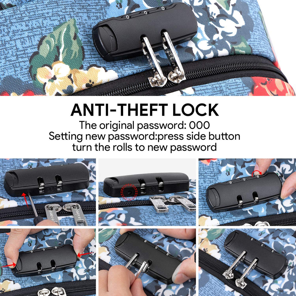 Business Laptop Backpack, 17.3 Inch Stylish Computer Backpack for Women Girls with USB Port and Lock, Water Resistant College School Backpack Student Daypack Backpack for Hiking/Travel/Work-Flower1 - backpacks4less.com