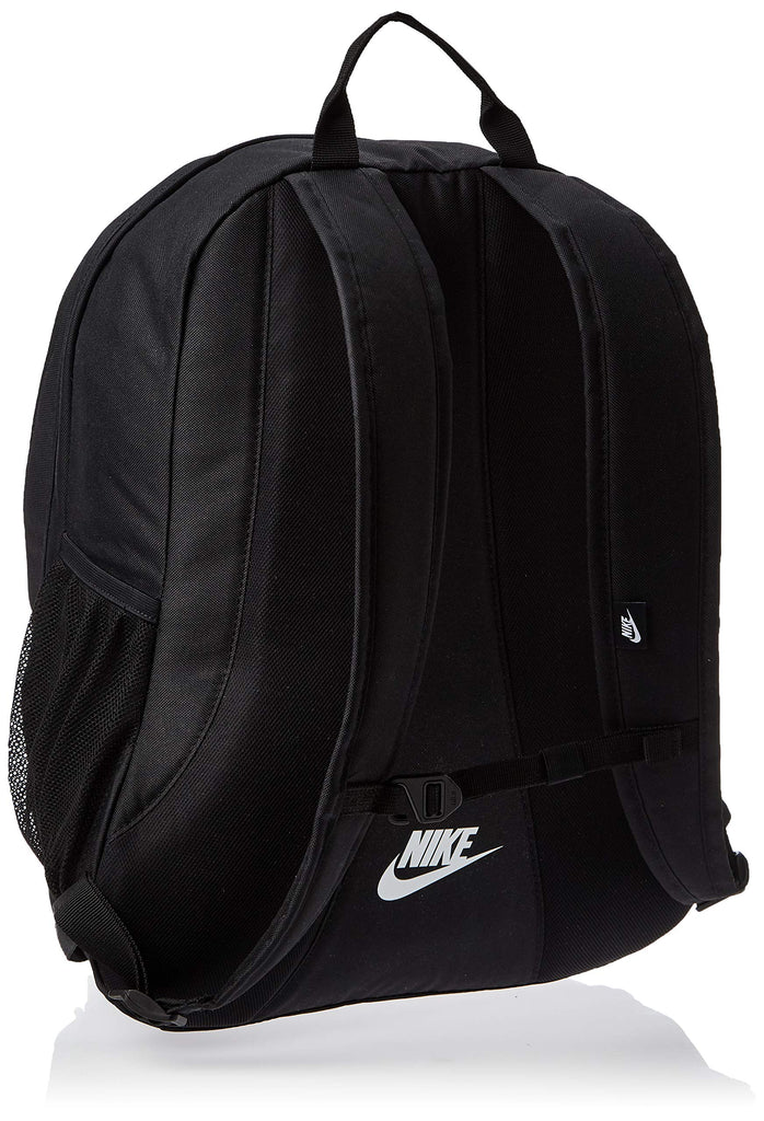 Nike Sportswear Hayward Futura Backpack for Men, Large Backpack with Durable Polyester Shell and Padded Shoulder Straps, Black/Black/White - backpacks4less.com