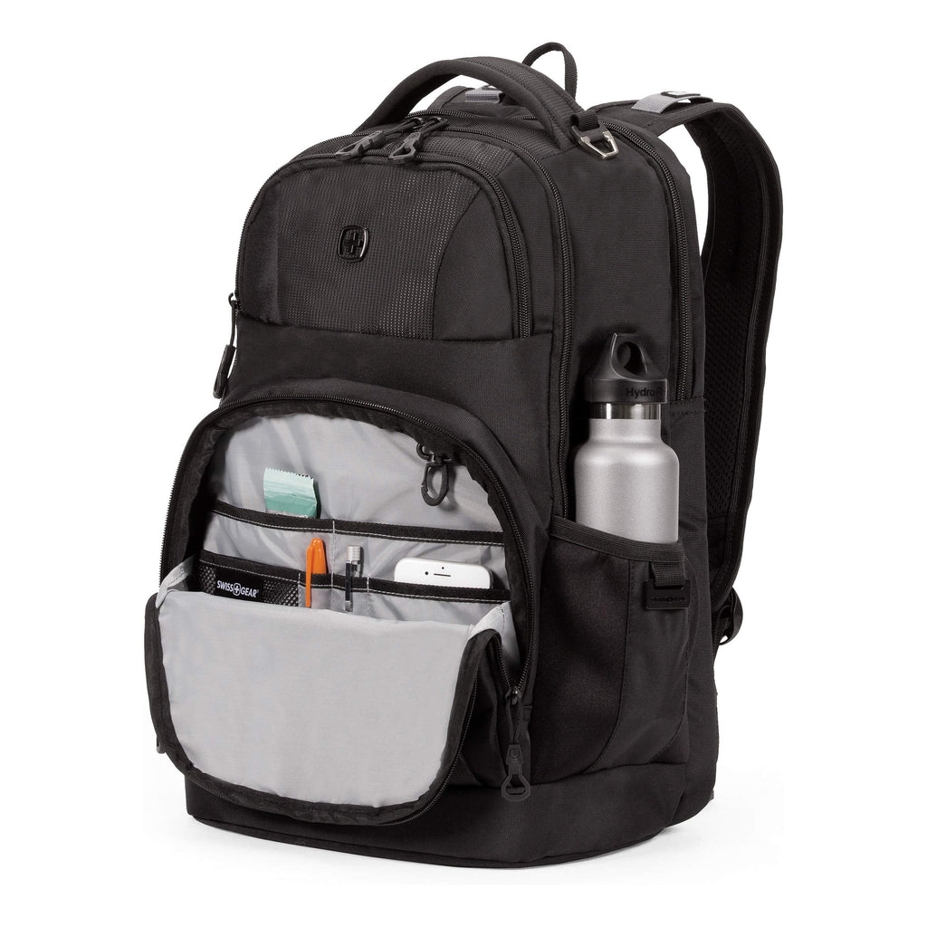SWISSGEAR Large Padded 15-inch Laptop Backpack | Work, School, Commute | Men's and Women's - Black - backpacks4less.com