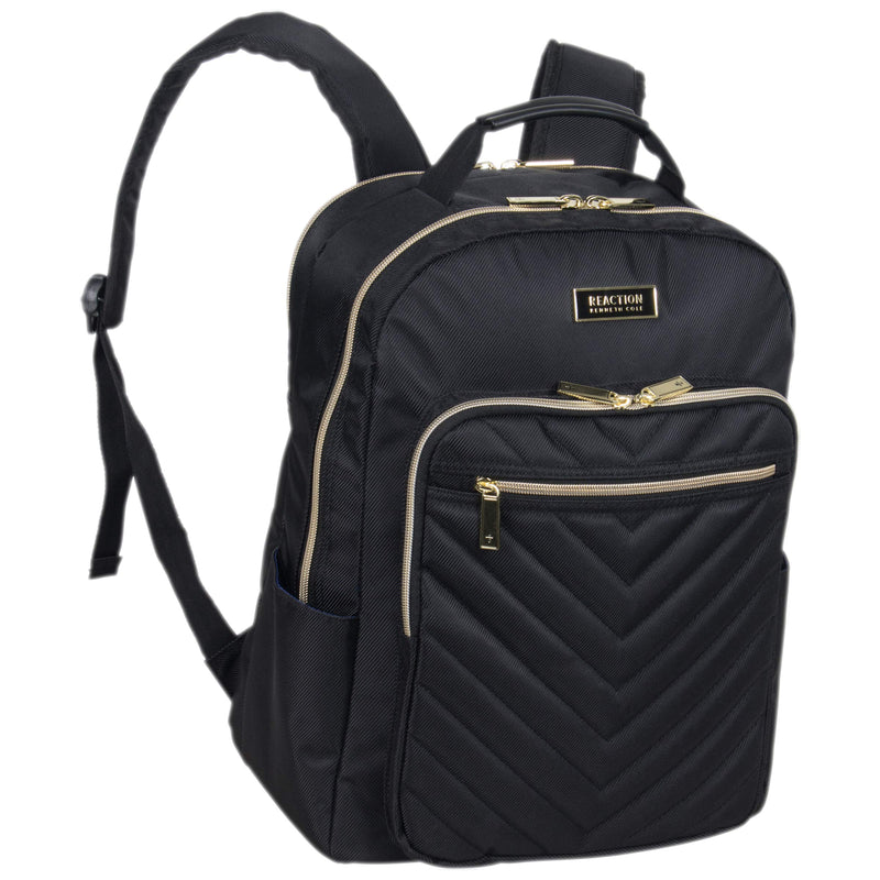 Kenneth Cole Reaction Women's Chelsea Chevron Quilted 15-Inch Laptop & Tablet Fashion Travel Backpack, Black, One Size - backpacks4less.com