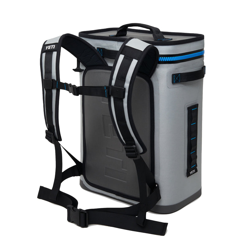 YETI Hopper Backflip 24 Soft Sided Cooler/Backpack, Fog Gray/Tahoe Blue - backpacks4less.com