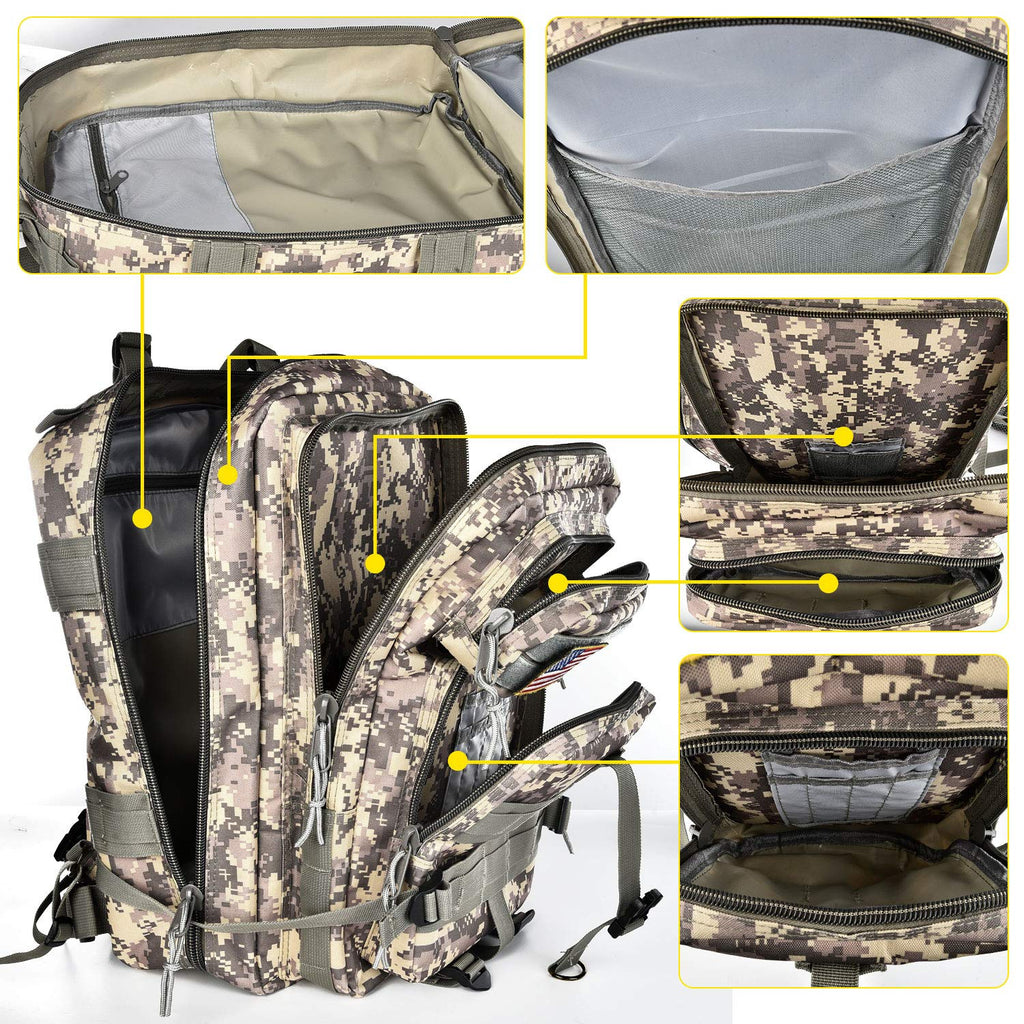 NOOLA Military Tactical Backpack Large Army Rucksack Assault Pack Molle Bag ACU - backpacks4less.com