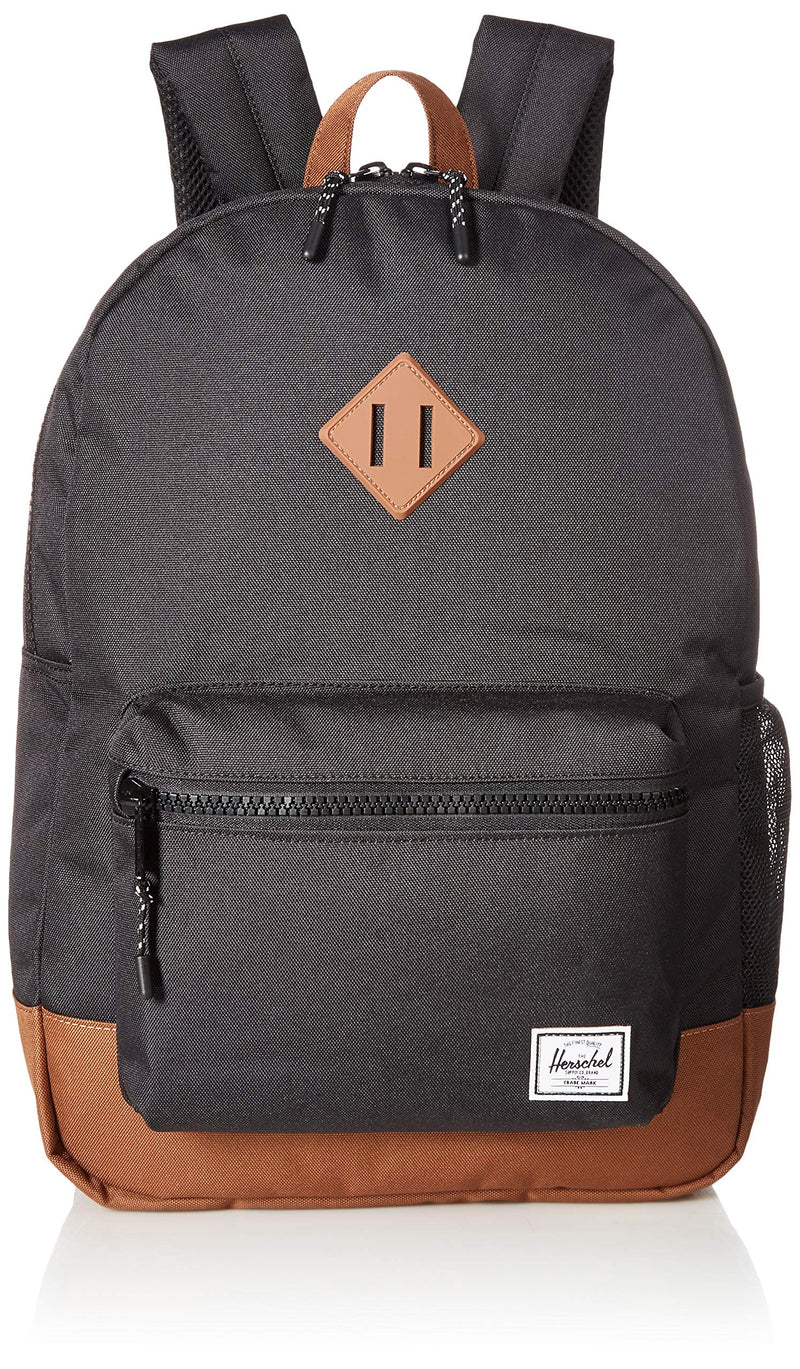 Herschel Kids' Heritage Youth XL Children's Backpack, Black/Saddle Brown, One Size - backpacks4less.com