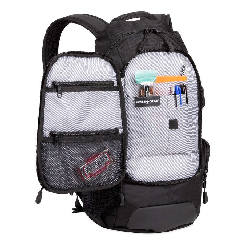 SWISSGEAR Compact Organizer Backpack | Narrow Profile Daypack| Men's and Women's - Black - backpacks4less.com
