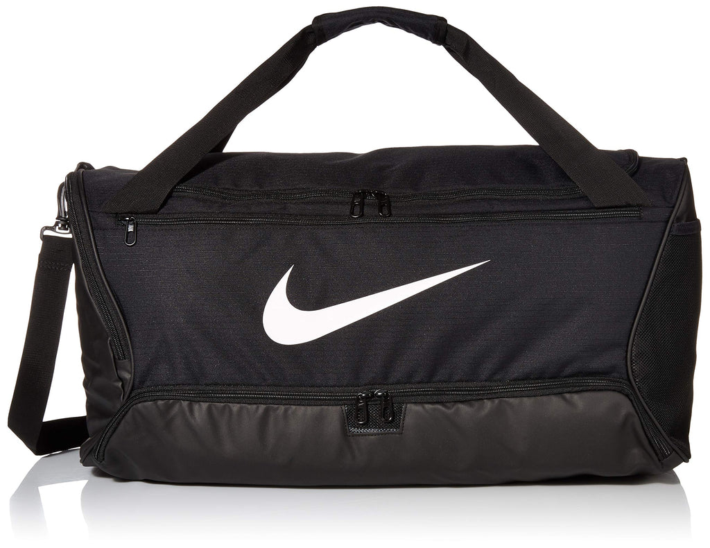 Nike Brasilia Training Medium Duffle Bag, Durable Nike Duffle Bag for Women & Men with Adjustable Strap, Black/Black/White - backpacks4less.com