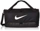 Nike Brasilia Training Medium Duffle Bag, Durable Nike Duffle Bag for Women & Men with Adjustable Strap, Black/Black/White - backpacks4less.com