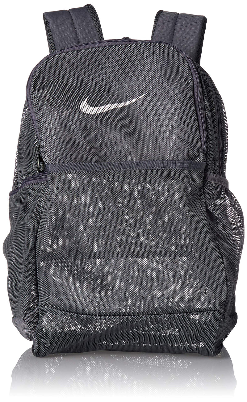 NIKE Brasilia Mesh Backpack 9.0, Flint Grey/Flint Grey/White, Misc - backpacks4less.com