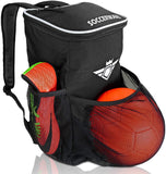 Soccer Backpack with Ball Holder Compartment - for Boys & Girls | Bag Fits All Soccer Equipment & Gym Gear (Black)