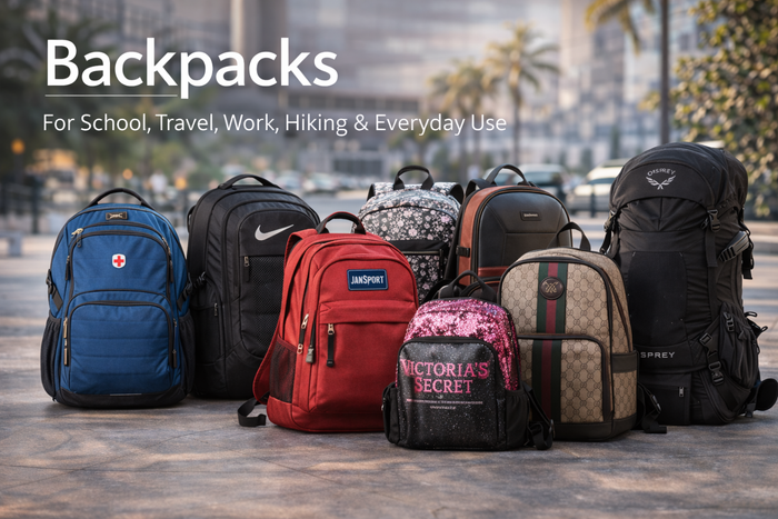 Travel backpack prepared for multi-city train and airline trip