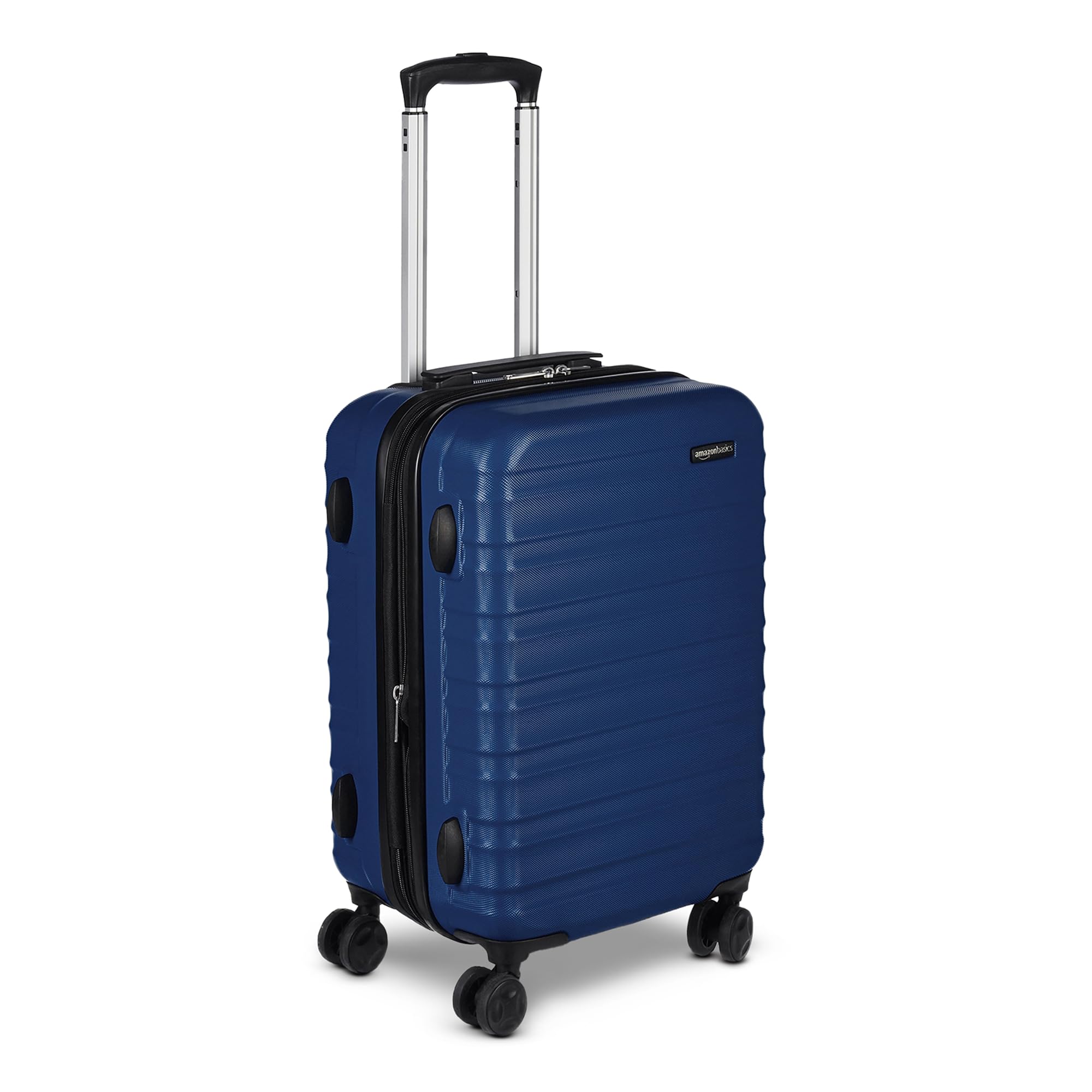 Navy Amazon Basics hardside carry-on luggage
