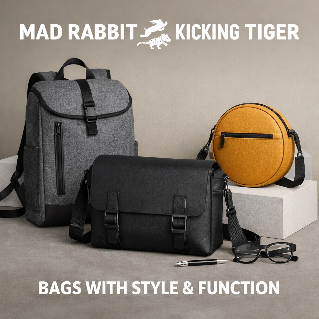 Mad Rabbit Kicking Tiger Bags