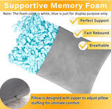 1 MIDDLE ONE 2 Pack Small Pillow, Memory Foam Mini Pillow 11 X 7 Inches for Travel, Sleeping, Nap and Neck, Knee, Lumbar Support, Tiny Cushion for Pet, Dogs (Grey)