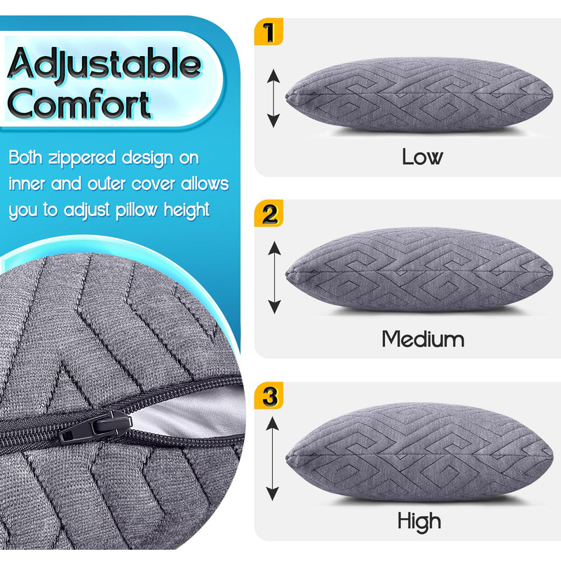 1 MIDDLE ONE Travel Pillow for Sleeping Camping, Memory Foam Small Pillow with Breathable Cover for Backpacking, Airplane, Car (15.5 X 12 Inch)