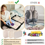 10 Pcs Set Packing Cubes For Travel Expandable Packing Organizers Luggage Organizers Bags Essentials Packing Cubes For Suitcases Travel Accessories (BEIGE)