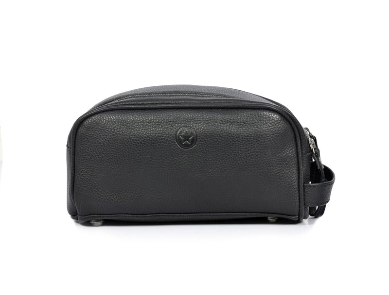 10" Premium Leather Toiletry Travel Pouch With Waterproof Lining | King - Size Handcrafted Vintage Dopp kit By Aaron Leather Goods (Jade Black)