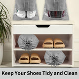 12 Pack Large Shoe Bags for Packing with Clear Window, Dustproof Drawstring Travel Shoe Storage Bags for Men & Women, Gray