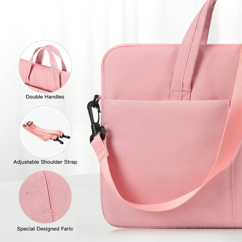 14 Inch Laptop Case Sleeve Carrying Bag for HP Chromebook/EliteBook/Stream, MacBook Air 15.3 M4, Lenovo IdeaPad Flex 5,13.5 Inch Surface Laptop 7/6, ASUS Dell Acer Samsung, Pink