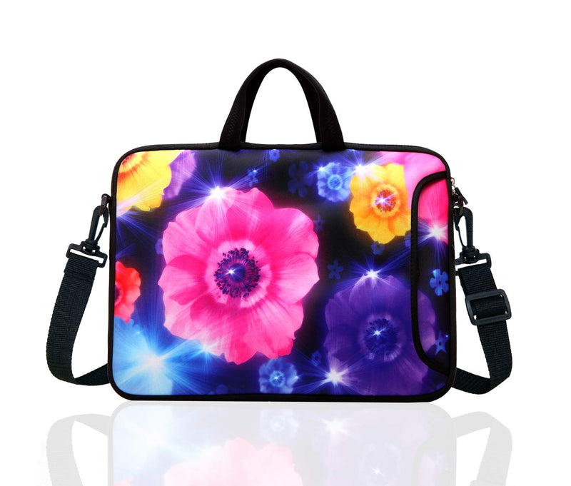 14 - Inch Laptop Shoulder Bag Sleeve Case With Handle For 13" 13.3" 14" 14.1" Netbook/Macbook Air Pro (Colourful Flower)
