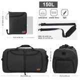 150L Large Waterproof Bag for Men Travel, Extra Large Trave Duffle Bag with Shoe Compartment for Men Women, Foldable Duffle Bag for Traveling, Gym Bag, Water Resistant & Tear - Resistant, Black