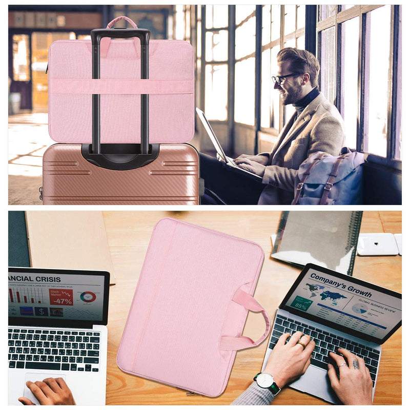 15.6 Inch Laptop Sleeve TSA Case for Women Ladies Bag for Macbook Pro 16" M4 M3 M2 M1, Lenovo Ideapad 15.6", HP Envy/Victus 15.6, Dell Inspiron 15, Acer Aspire/Nitro 15, ASUS MSI Macbook 15 Case, Pink