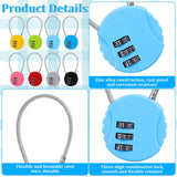 16 Pack Combination Lock, 3 Digit Outdoor Waterproof Code Padlock with Wire Rope, Mini Combination Lock, Resettable Locks for Luggage, Gym Locker, Jewelry Box, Backpack(8 Colors)