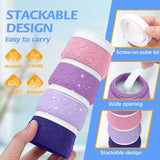 16 Pack Travel Bottles for Toiletries, TSA Approved Travel Size Toiletries Containers Set, BPA - Free Silicone Leak Proof Refillable Bottles Stackable Creams Jars Accessories Kit W/Clear Bag(Purple)