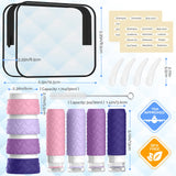 16 Pack Travel Bottles for Toiletries, TSA Approved Travel Size Toiletries Containers Set, BPA - Free Silicone Leak Proof Refillable Bottles Stackable Creams Jars Accessories Kit W/Clear Bag(Purple)