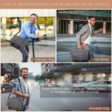 17.3 Inch Messenger Bag for Men: 2PCS Laptop Work PU Leather Canvas Briefcase Carry On Large Computer for Office College Travel (Grey)