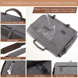 17.3 Inch Messenger Bag for Men: 2PCS Laptop Work PU Leather Canvas Briefcase Carry On Large Computer for Office College Travel (Grey)