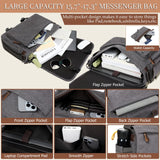 17.3 Inch Messenger Bag for Men: 2PCS Laptop Work PU Leather Canvas Briefcase Carry On Large Computer for Office College Travel (Grey)