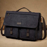 17inch Laptop Messenger Bag, VASCHY Men's Vintage Water Resistant Canvas Satchel Briefcase Shoulder Bag for Work with Padded Shoulder Strap Gray