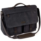 17inch Laptop Messenger Bag, VASCHY Men's Vintage Water Resistant Canvas Satchel Briefcase Shoulder Bag for Work with Padded Shoulder Strap Gray