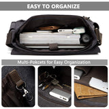 17inch Laptop Messenger Bag, VASCHY Men's Vintage Water Resistant Canvas Satchel Briefcase Shoulder Bag for Work with Padded Shoulder Strap Gray