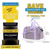18" Small Carry on Bags for Airplanes with Laptop & Wet Compartment Underseat for Spirit Airlines Personal Item Travel Bag 18x14x8 in Duffle Gym Bag for Women Men(25L, Purple)
