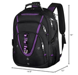 18.4 inch Travel Backpack Men Women, 55 - 60L Extra Large Laptop Backpack RFID Anti Theft TSA Friendly Flight Approved Backpacks, Water Resistant College School Heavy Duty With USB Charging Port, Purple