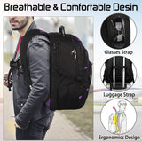 18.4 inch Travel Backpack Men Women, 55 - 60L Extra Large Laptop Backpack RFID Anti Theft TSA Friendly Flight Approved Backpacks, Water Resistant College School Heavy Duty With USB Charging Port, Purple
