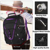 18.4 inch Travel Backpack Men Women, 55 - 60L Extra Large Laptop Backpack RFID Anti Theft TSA Friendly Flight Approved Backpacks, Water Resistant College School Heavy Duty With USB Charging Port, Purple