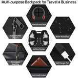 18.4 inch Travel Backpack Men Women, 55 - 60L Extra Large Laptop Backpack RFID Anti Theft TSA Friendly Flight Approved Backpacks, Water Resistant College School Heavy Duty With USB Charging Port, Purple